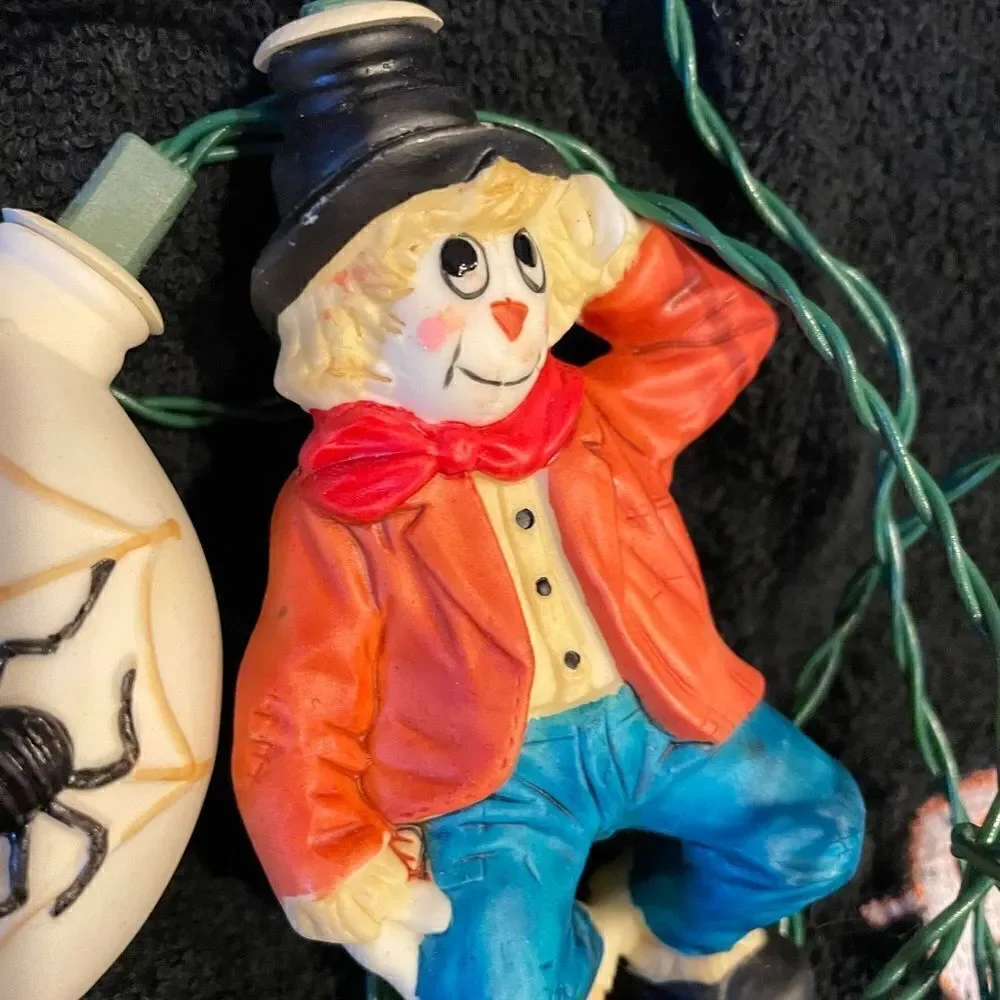 RARE Old World Christmas 1983 Halloween Witch Spider Scarecrow String Lights
